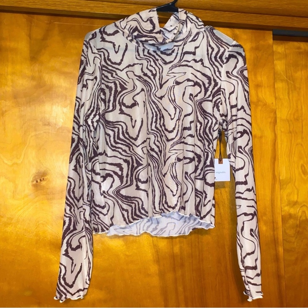 Patterned Long Sleeve Sheer Top - Picture 1 of 1